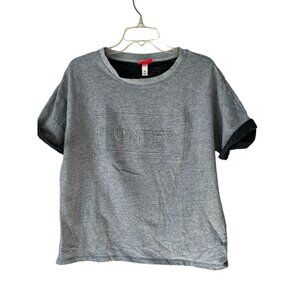 HUNTER Gray Embossed Logo T-Shirt Oversized Size Med